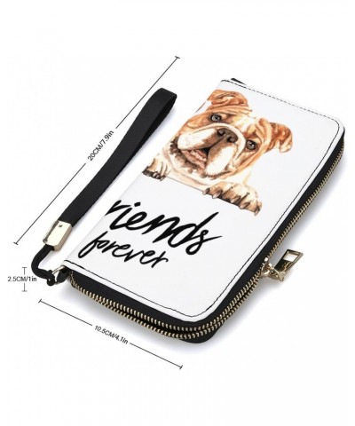 French Bulldog Best Friends Forever Zip Coin Pocket Leather Wallet Vertical Long Wallet for Men Woman With Credit Card Holder...