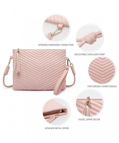 Small Crossbody Bags for Women, Trendy Vegan Leather Shoulder Purses, Clutch Wallet with Wristlet Strap Adjustable-pink-large...