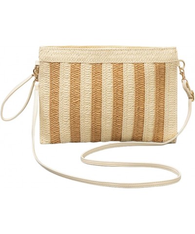 Striped Straw Clutch Bags for Women Beach Clutch Straw Crossbody Bag Shoulder Envelope Purse Woven Clutch Handbag Beige $10.3...