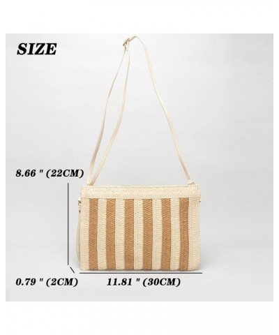 Striped Straw Clutch Bags for Women Beach Clutch Straw Crossbody Bag Shoulder Envelope Purse Woven Clutch Handbag Beige $10.3...