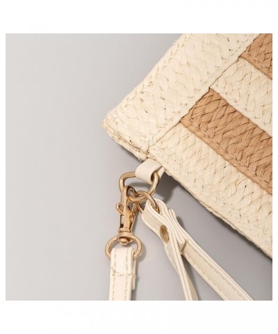 Striped Straw Clutch Bags for Women Beach Clutch Straw Crossbody Bag Shoulder Envelope Purse Woven Clutch Handbag Beige $10.3...