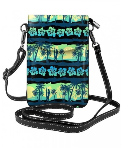 Small Crossbody Phone Bags for Women Leather Cell Phone Purse Lightweight Cell Phone Wallet Girls Tropical Hibiscus Coconut T...