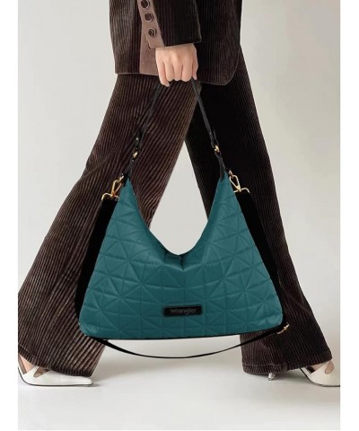 Wrangler Quilted Hobo Purses and Handbags for Women Shoulder Crossbody Bags B-l-blue $9.75 Hobo Bags