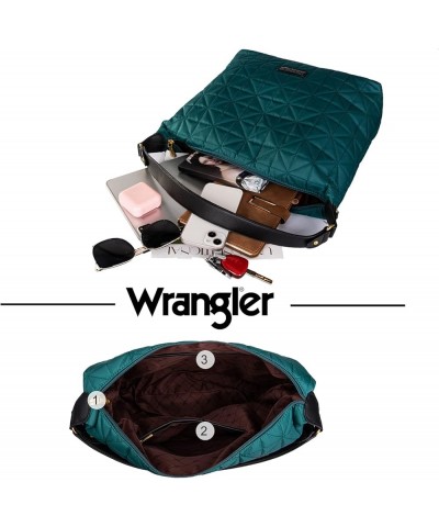 Wrangler Quilted Hobo Purses and Handbags for Women Shoulder Crossbody Bags B-l-blue $9.75 Hobo Bags