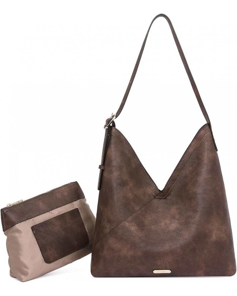 Purses for Women Tote Handbags Vegan Leather Hobo Bags Fashion Large Ladies Shoulder Bag 1-7two-tone Coffee $13.74 Totes