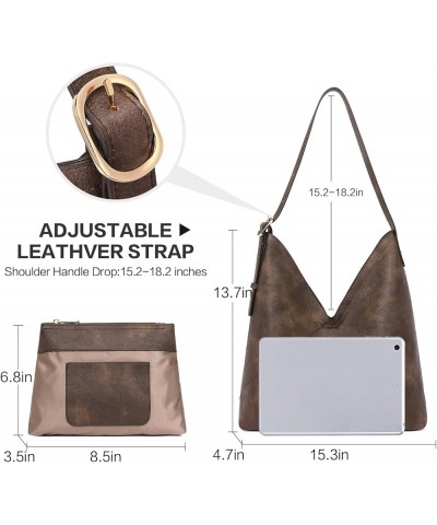 Purses for Women Tote Handbags Vegan Leather Hobo Bags Fashion Large Ladies Shoulder Bag 1-7two-tone Coffee $13.74 Totes