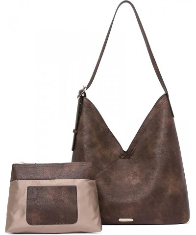 Purses for Women Tote Handbags Vegan Leather Hobo Bags Fashion Large Ladies Shoulder Bag 1-7two-tone Coffee $13.74 Totes