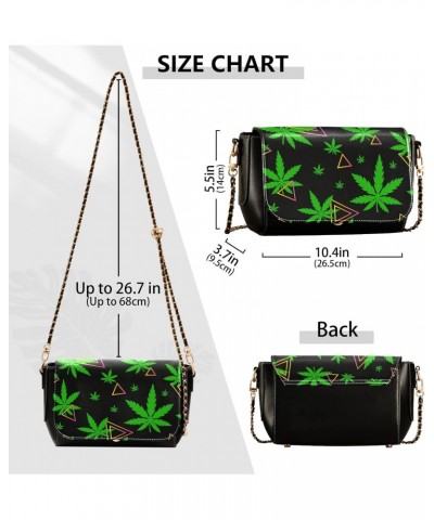 Green Black Leaves Crossbody Bags for Women Leather Purse Shoulder Bag Handbag for Gifts Work Daily $21.99 Shoulder Bags