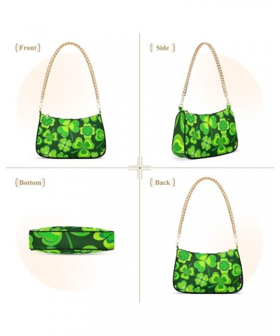 Skull Red Flowers Shoulder Handbag for Women Small Womens Purse with Zipper Green St Patricks Day $14.26 Shoulder Bags