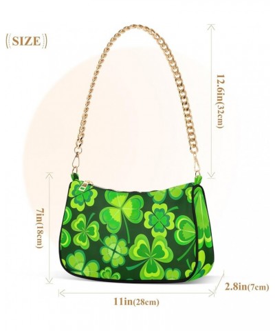 Skull Red Flowers Shoulder Handbag for Women Small Womens Purse with Zipper Green St Patricks Day $14.26 Shoulder Bags