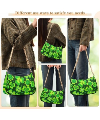 Skull Red Flowers Shoulder Handbag for Women Small Womens Purse with Zipper Green St Patricks Day $14.26 Shoulder Bags