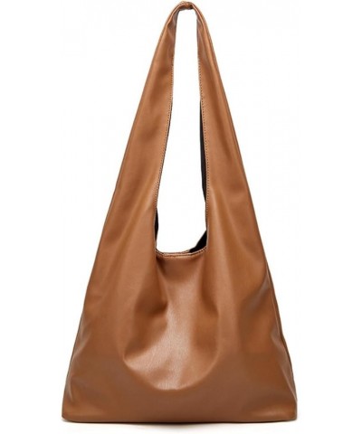 Hobo Tote Bag for Women Trendy PU Leather Shoulder Bag Large Casual Hobo Handbag Brown $16.45 Totes