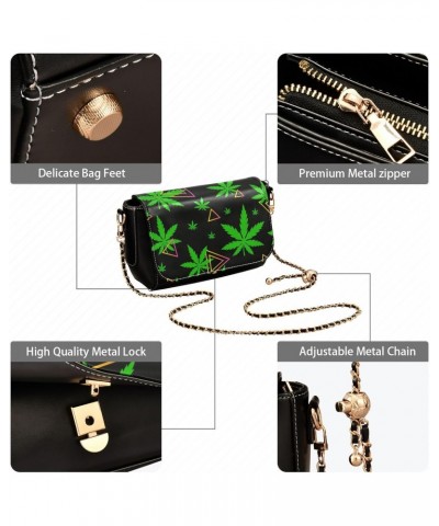 Green Black Leaves Crossbody Bags for Women Leather Purse Shoulder Bag Handbag for Gifts Work Daily $21.99 Shoulder Bags