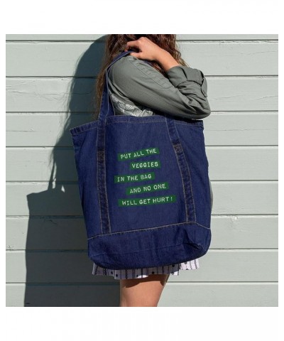 Put All the Veggies in the Bag Denim Tote Bag - Veggie Gift - Vegan Activism Gift Dark Washed $23.39 Totes