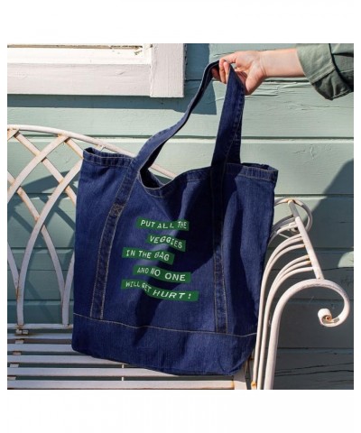 Put All the Veggies in the Bag Denim Tote Bag - Veggie Gift - Vegan Activism Gift Dark Washed $23.39 Totes