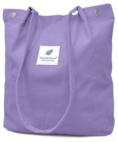 Corduroy Tote Bag, Casual Everyday Shoulder Handbag Purple $9.85 Shoulder Bags