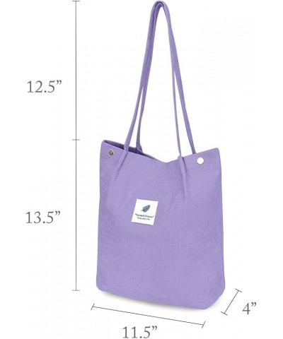 Corduroy Tote Bag, Casual Everyday Shoulder Handbag Purple $9.85 Shoulder Bags