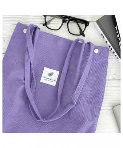 Corduroy Tote Bag, Casual Everyday Shoulder Handbag Purple $9.85 Shoulder Bags