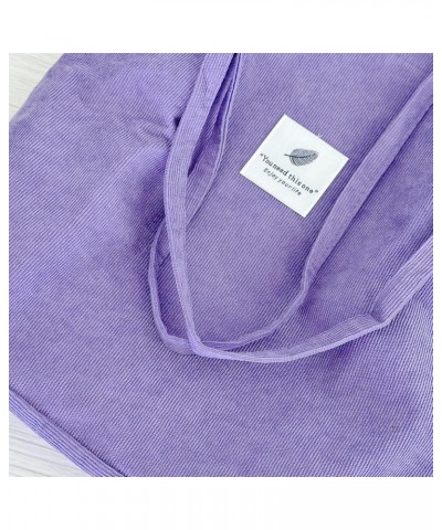 Corduroy Tote Bag, Casual Everyday Shoulder Handbag Purple $9.85 Shoulder Bags