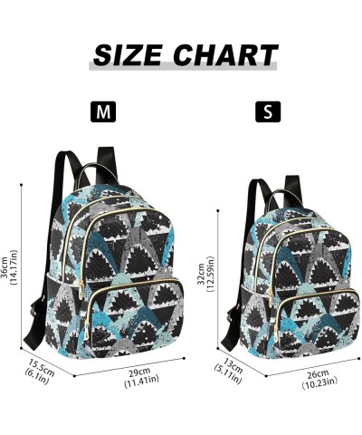 Small Fashion Backpack for Women Cartoon Sharks Print Ladies Travel Daypack Aesthetic Shoulder Bag 11.4×6.1×14.1 IN $18.55 Ba...