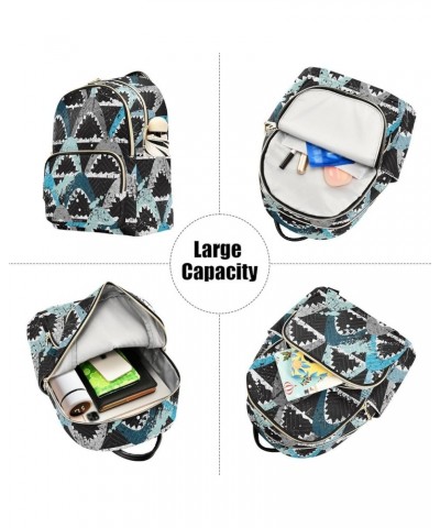 Small Fashion Backpack for Women Cartoon Sharks Print Ladies Travel Daypack Aesthetic Shoulder Bag 11.4×6.1×14.1 IN $18.55 Ba...