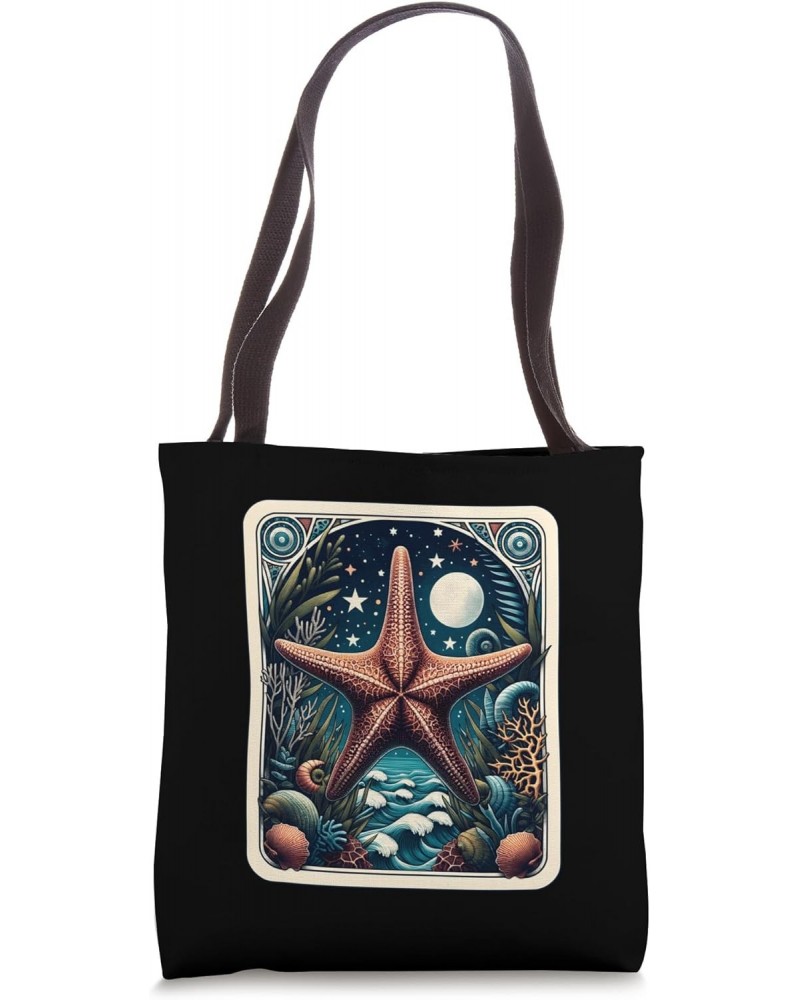 Ocean's Lullaby Tarot Card Starfish Amidst Waves Tote Bag $12.99 Totes