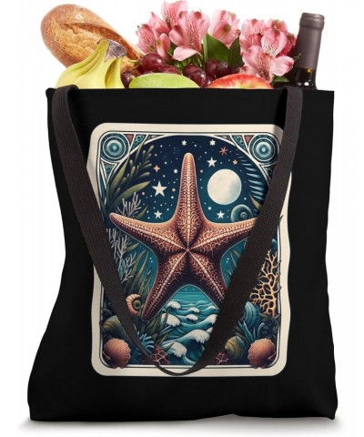 Ocean's Lullaby Tarot Card Starfish Amidst Waves Tote Bag $12.99 Totes