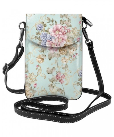 Fresh Spring Flowers Cell Phone Purse Leather Shoulder Bag Mini Phone Pouch Crossbody Bag For Women $23.55 Crossbody Bags