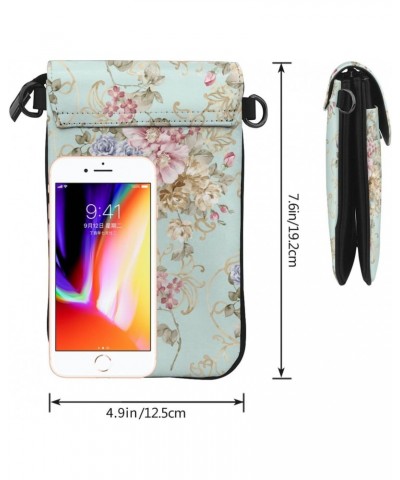 Fresh Spring Flowers Cell Phone Purse Leather Shoulder Bag Mini Phone Pouch Crossbody Bag For Women $23.55 Crossbody Bags