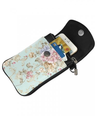 Fresh Spring Flowers Cell Phone Purse Leather Shoulder Bag Mini Phone Pouch Crossbody Bag For Women $23.55 Crossbody Bags