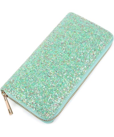 RIAH FASHION Rainbow Glitter Zip Around Wallet - Sparkly Confetti Single Zipper Clutch Purse with Card Slots (Rainbow - Gold)...