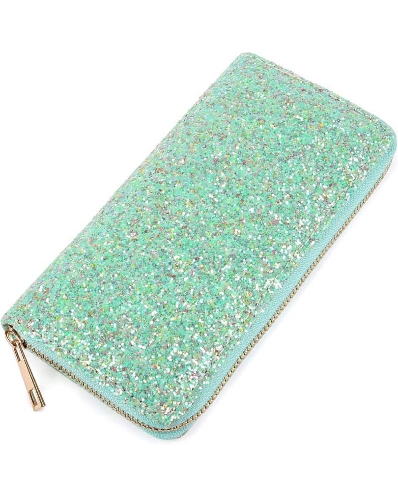 RIAH FASHION Rainbow Glitter Zip Around Wallet - Sparkly Confetti Single Zipper Clutch Purse with Card Slots (Rainbow - Gold)...