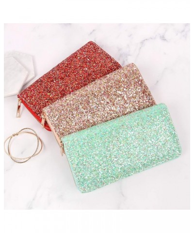 RIAH FASHION Rainbow Glitter Zip Around Wallet - Sparkly Confetti Single Zipper Clutch Purse with Card Slots (Rainbow - Gold)...