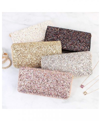 RIAH FASHION Rainbow Glitter Zip Around Wallet - Sparkly Confetti Single Zipper Clutch Purse with Card Slots (Rainbow - Gold)...