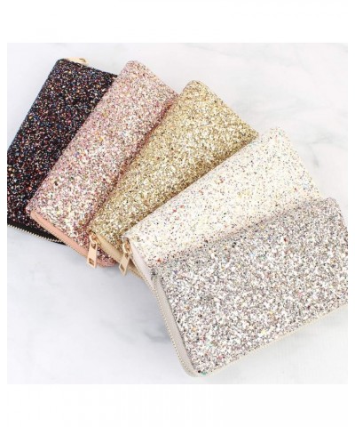 RIAH FASHION Rainbow Glitter Zip Around Wallet - Sparkly Confetti Single Zipper Clutch Purse with Card Slots (Rainbow - Gold)...