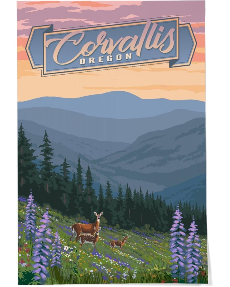 24x36 Inch Giclee Print, Corvallis, Oregon, Deer and Spring Flowers $25.00 Totes