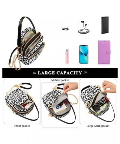 Black Leopard Crossbody Bag for Women Cell Phone Purse Wallet with Removable Chain Shoulder Handbag for Work Phone Passport T...