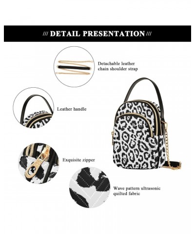 Black Leopard Crossbody Bag for Women Cell Phone Purse Wallet with Removable Chain Shoulder Handbag for Work Phone Passport T...