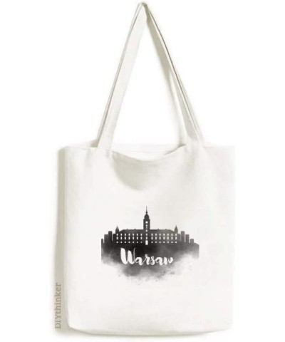 Warsaw Poland Landmark Ink City Tote Canvas Bag Shopping Satchel Casual Handbag $17.04 Totes