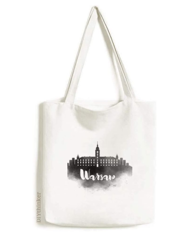 Warsaw Poland Landmark Ink City Tote Canvas Bag Shopping Satchel Casual Handbag $17.04 Totes