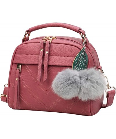 Handbag Tassel Small Hair Ball Pendant One-Shoulder Diagonal Bag for Women,Red Bean Paste Red Bean Paste $12.10 Shoulder Bags