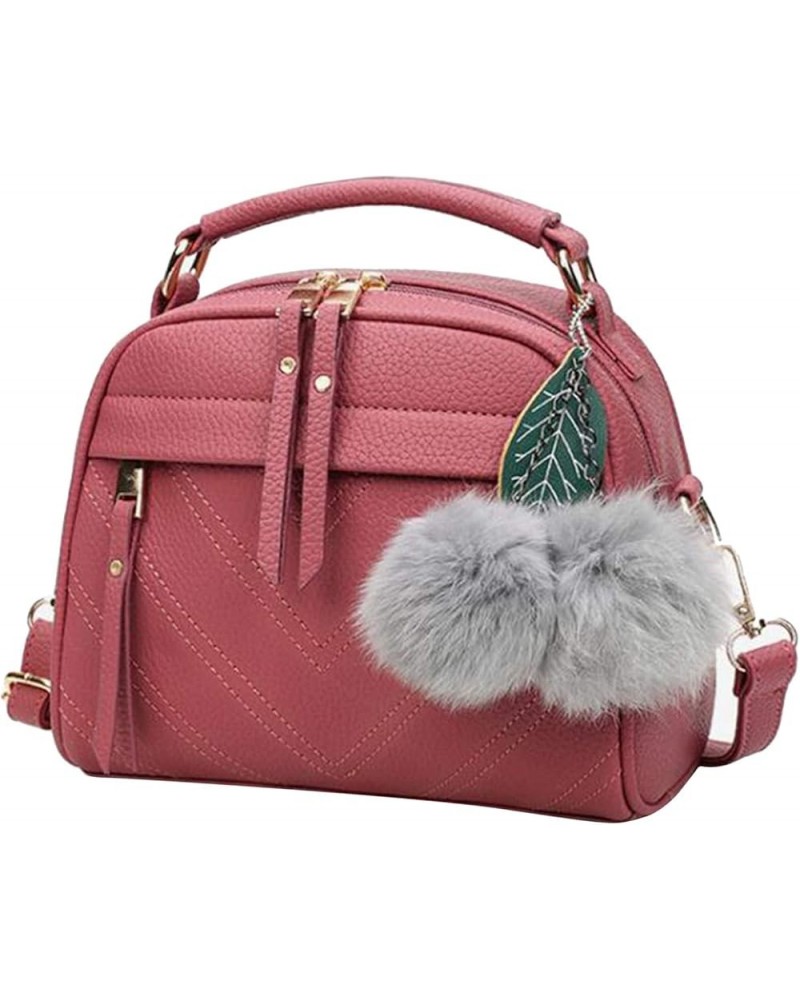 Handbag Tassel Small Hair Ball Pendant One-Shoulder Diagonal Bag for Women,Red Bean Paste Red Bean Paste $12.10 Shoulder Bags