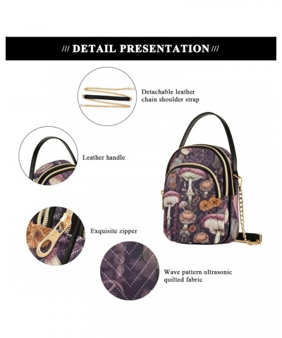 Magic Purple Mushroom Crossbody Sling Bags for Women, Compact Fashion Handbag with Chain Strap Top handle for Evening Party D...