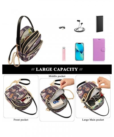 Magic Purple Mushroom Crossbody Sling Bags for Women, Compact Fashion Handbag with Chain Strap Top handle for Evening Party D...