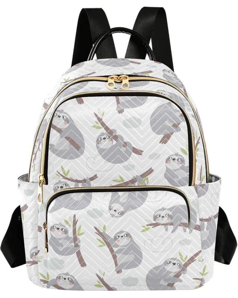 Mini Backpack for Women, Cute Grey Sloth Leave Travel Backpack Purse for Ladies, Small Bookbag Daypack Shoulder Bag M Multi47...