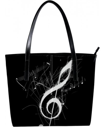 Tote Bag for Women, Large Tote Bag, Tote Bag with Zipper, Musical Notes Art Retro, Womens Tote Bag Design 14712 $19.77 Totes