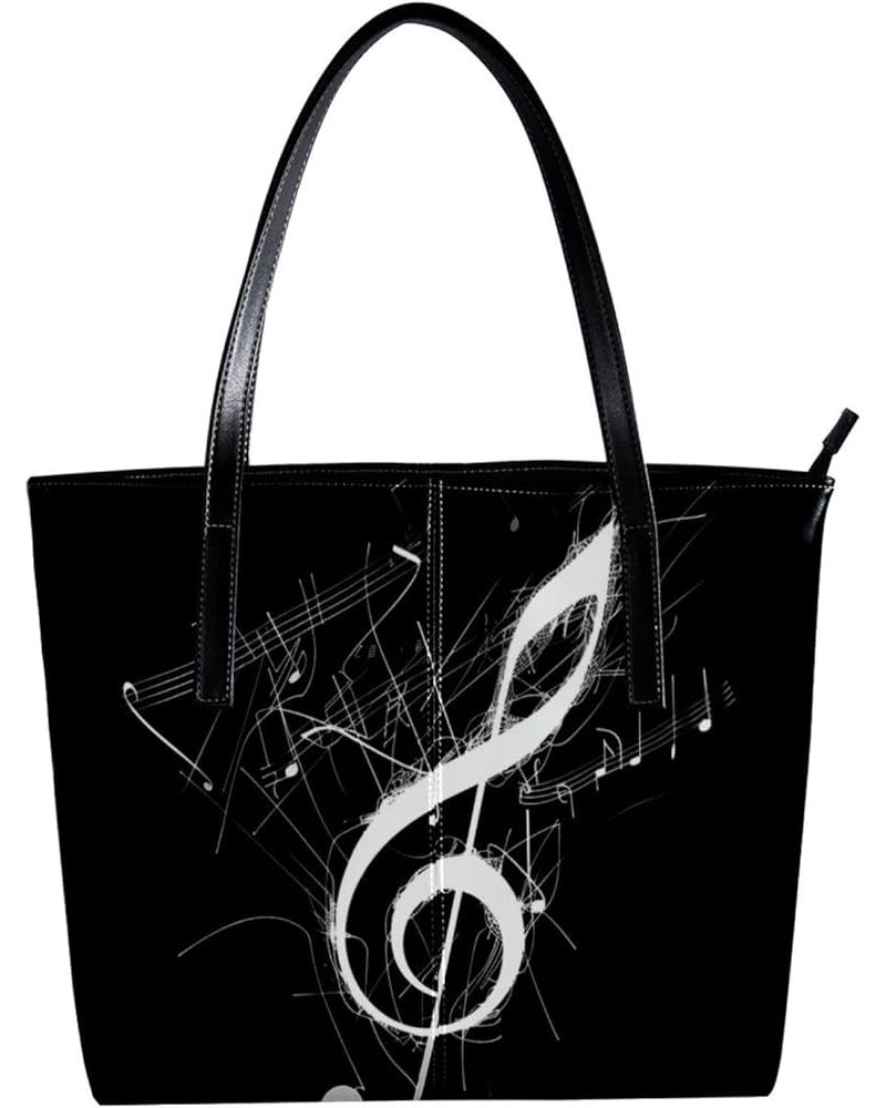 Tote Bag for Women, Large Tote Bag, Tote Bag with Zipper, Musical Notes Art Retro, Womens Tote Bag Design 14712 $19.77 Totes