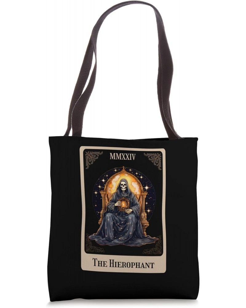 Skeleton Full Moon The Hierophant Tarot Card Goth Wicca Tote Bag $11.87 Totes