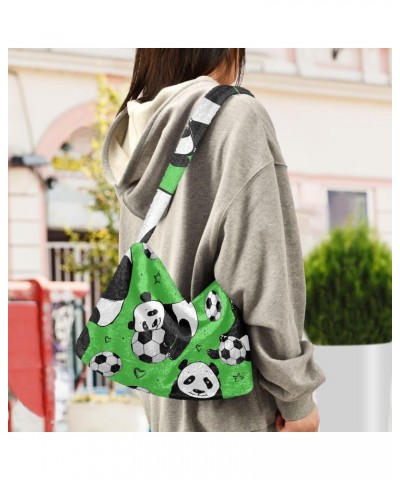 Panda Soccer Fluffy Crossbody Bag Furry Tote Bags for Women Fuzzy Purse Handbag Lady Shoulder Bag Large Plush Bag with Zipper...