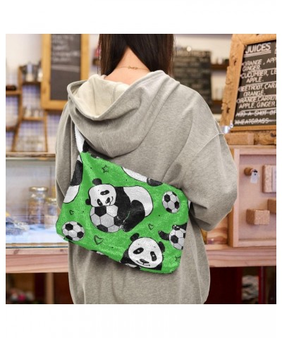 Panda Soccer Fluffy Crossbody Bag Furry Tote Bags for Women Fuzzy Purse Handbag Lady Shoulder Bag Large Plush Bag with Zipper...